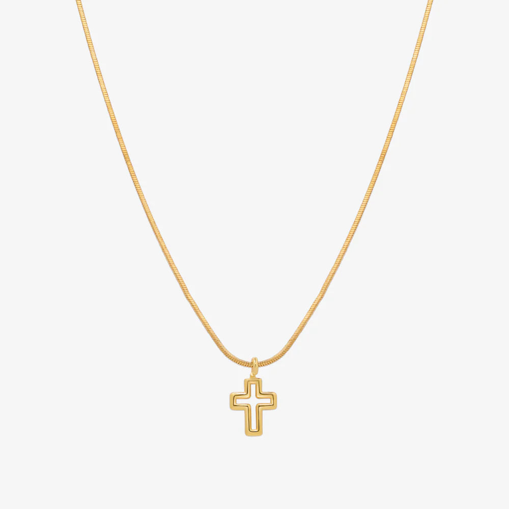 Line cross pendant necklace