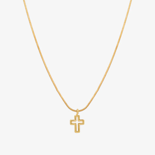 Line cross pendant necklace