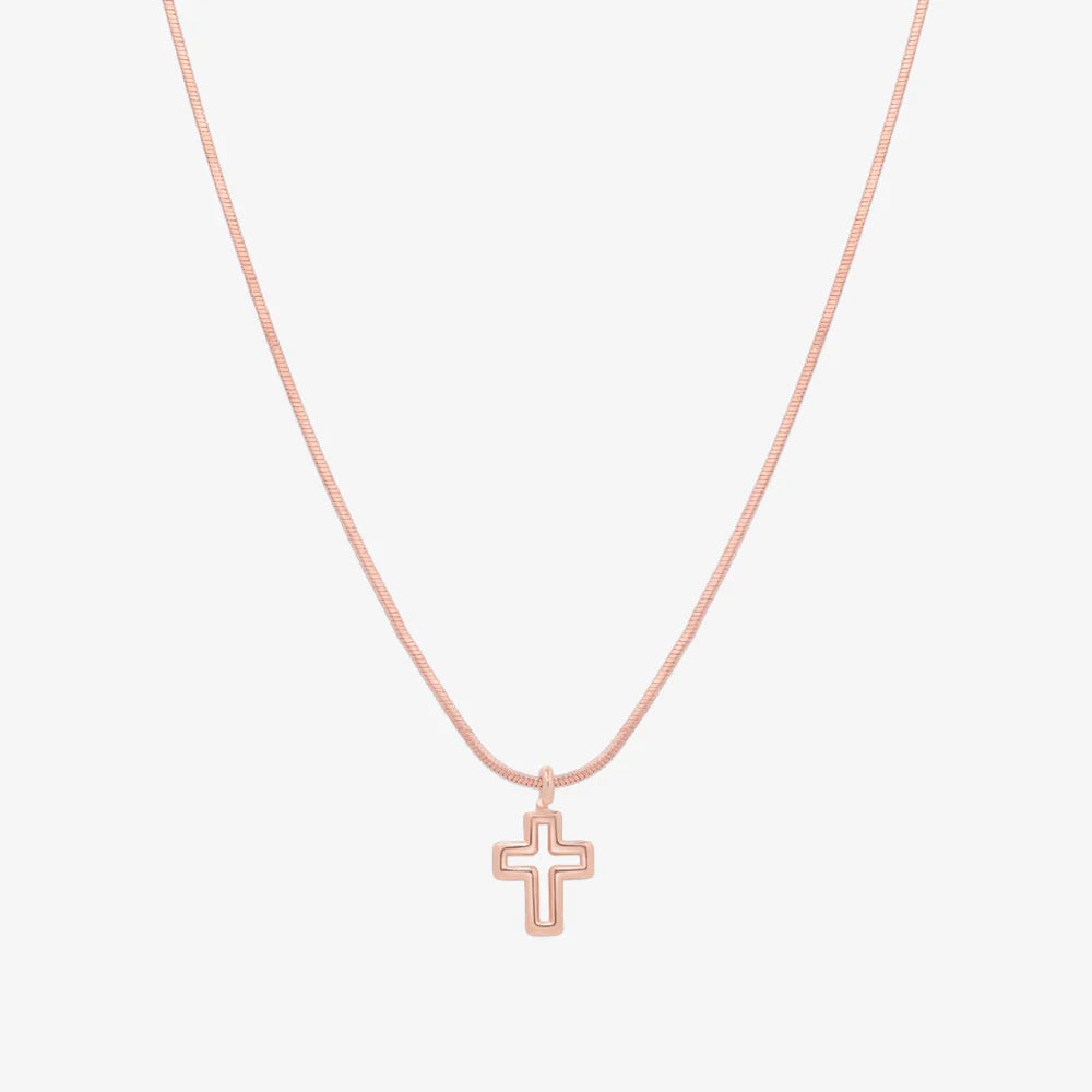 Line cross pendant necklace