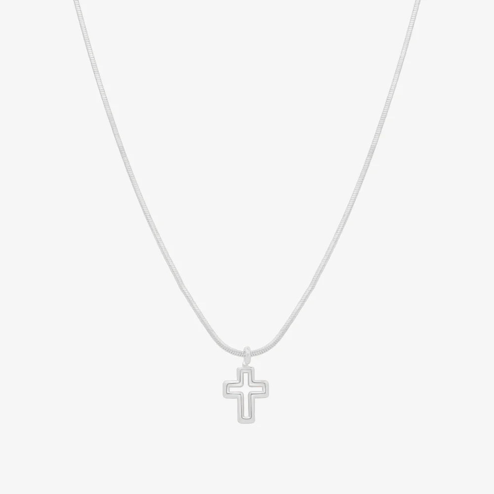 Line cross pendant necklace